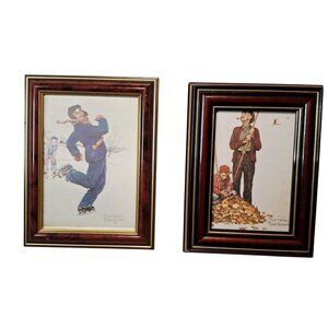 5 x 7 Wooden Frames Norman Rockwell Set Of 2 Framed Prints
